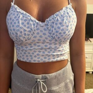 White with flowers cropped tank from PacSun